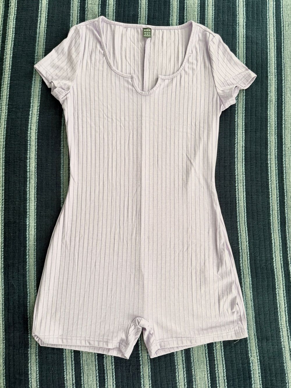 NWOT Ribbed Short-Sleeve Romper - Light Lavender by SHEIN